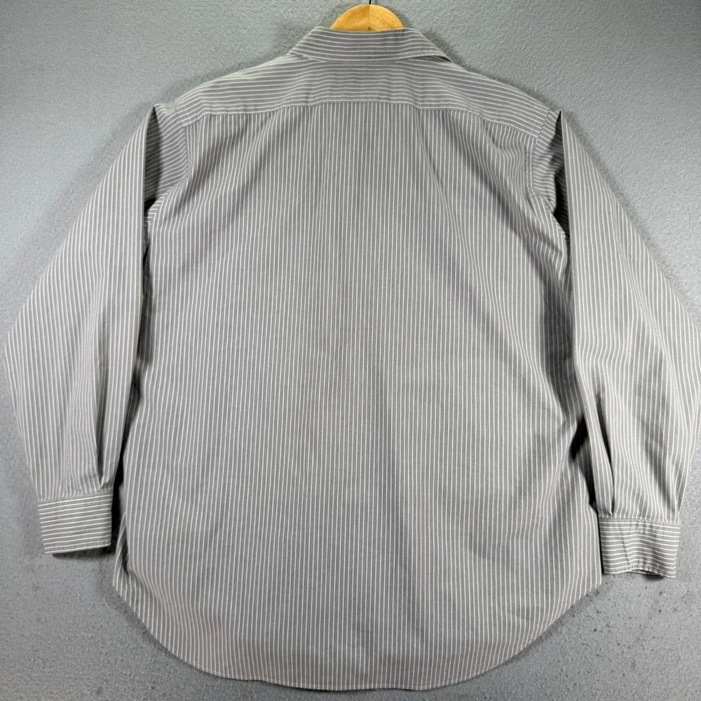 Vintage Polo Ralph Lauren Andrew Button Up Shirt Men 16.5 34/35 Gray Stripes 90s
